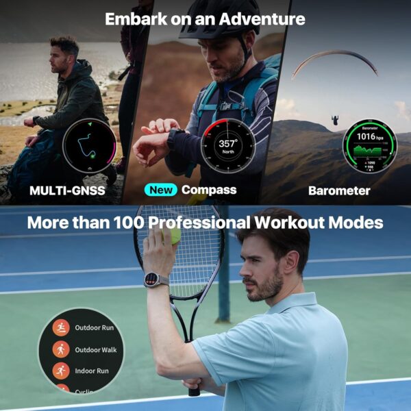 Ticwatch Pro 5 Android Smartwatch for Men Snapdragon W5+ Gen 1 Wear OS Smart Watch 80 Hrs Long Battery Life Health Fitness Tracking GPS 5ATM Water Resistance Compass NFC Android Only Compatible - Image 6