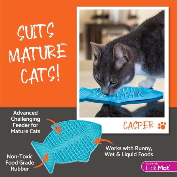 LickiMat Casper, Fish-Shaped Cat Slow Feeders for Feline Boredom and Anxiety Reduction; Perfect for Food, Treats and Anxiety Reduction, Purple - Image 6