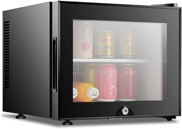 Mini Fridge Glass Door Soda Beer Wine Stainless Steel Low Noise Energy Saving Glass Door With Lock Fridge,20L Small Fridge For Hotel Rooms Dormitory - Image 2