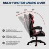 Gaming Chair Ergonomic Computer Chair Office Chair Desk Swivel Chair Adjustable Reclining Footrest Cushion Red New! - Image 4