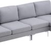 TABKER Sofa Convertible Sectional Couch With Chaise Iron Feet 4 Seats Indoor Sofa Light - Image 2