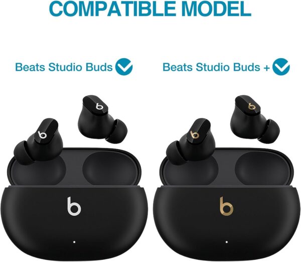 SURITCH Clear Case Compatible with Beats Studio Buds,Studio Buds + (2023) Cover,Shockproof TPU Protective Portable Case with Carabiner Clip Keychain for Earbuds Charging Case Accessories(Black) - Image 3
