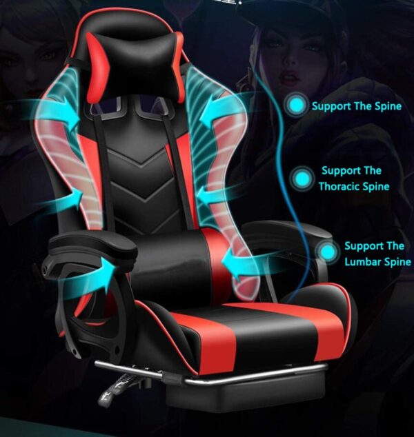 Gaming Chair Massage Office Chair Racing Chair - Massage Gaming Chair,Swivel Ergonomic Executive Leather Desk Chair with Footrest and Bluetooth Speakers Music Video Game Chair Comfortable anniversary - Image 4
