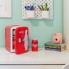Mini Fridge For Bedrooms 4L Small Fridge 6 Can Table Top Fridge Quiet Mini Fridges For Skincare Office Food Drinks Kids Home Car & Travel 12v Portable Cooler Warmer Refrigerator by Coca-Cola, PB Red - Image 9