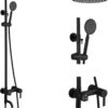 gotonovo Outside Shower Fixture Wall Mount Matte Black SUS 304 Stainless Steel Triple Function with Hand Sprayer and Tub Spout 8 Inch Rainfall Shower Head Shower faucet Set Bathroom Complete Set - Image 2