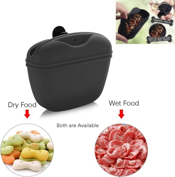 LTDOOIT Dog Treat Pouch for Training Silicone, Magnetic Closure Opening Small Dog Treat Bag with Waist Clip, Dog Clicker with Puppy Reward Training Pouch for Homemade Treats Dry and Wet Food (Black) - Image 4