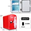 Mini Fridge For Bedrooms 4L Small Fridge 6 Can Table Top Fridge Quiet Mini Fridges For Skincare Office Food Drinks Kids Home Car & Travel 12v Portable Cooler Warmer Refrigerator by Coca-Cola, PB Red - Image 7