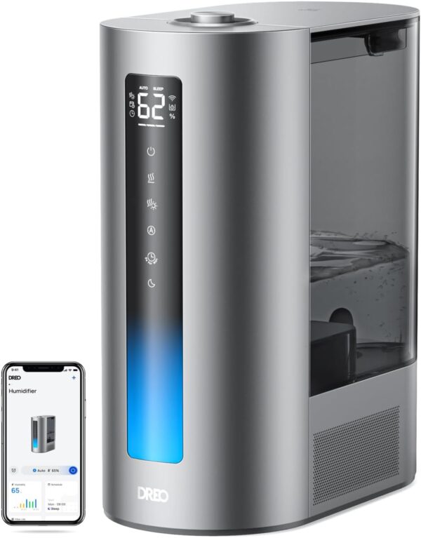 Dreo Humidifier for Bedroom, 6L Top Fill Warm & Cool Mist with Smart Control, Oil Diffuser, 60h Runtime, Timer, High Precision Humidity Sensor, Quiet Air Humidifier for Home, Work with Alexa - Image 2