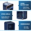 hYwecy Portable Air Conditioner-4000mAh Rechargeable Office Air Conditioner in Three Speeds&Spray Speed,Portable Evaporative Cooling Fan with Spray for Home Bedroom Office Car (dark blue) - Image 5