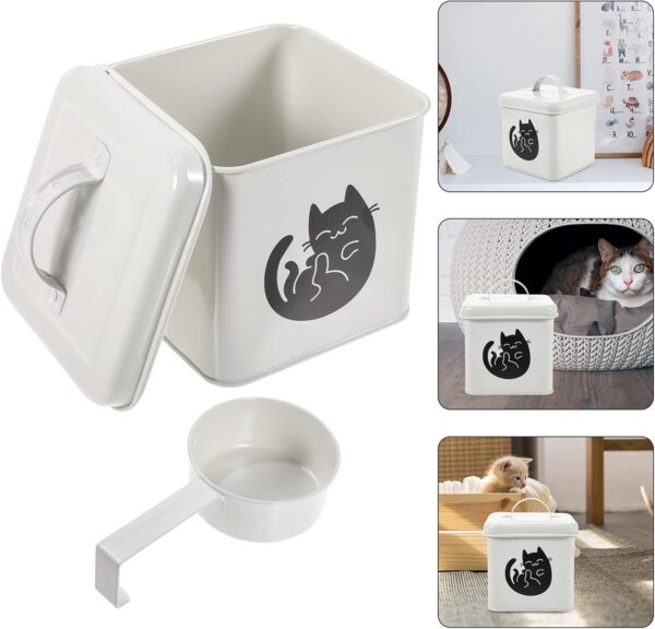 POPETPOP Pet Food Storage Container- Airtight Dog Food Treat Container with Lid and Scoop Metal Cat Food Bin Dog Food Box Cat Food Can - Image 8