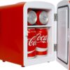 Mini Fridge For Bedrooms 4L Small Fridge 6 Can Table Top Fridge Quiet Mini Fridges For Skincare Office Food Drinks Kids Home Car & Travel 12v Portable Cooler Warmer Refrigerator by Coca-Cola, PB Red - Image 3