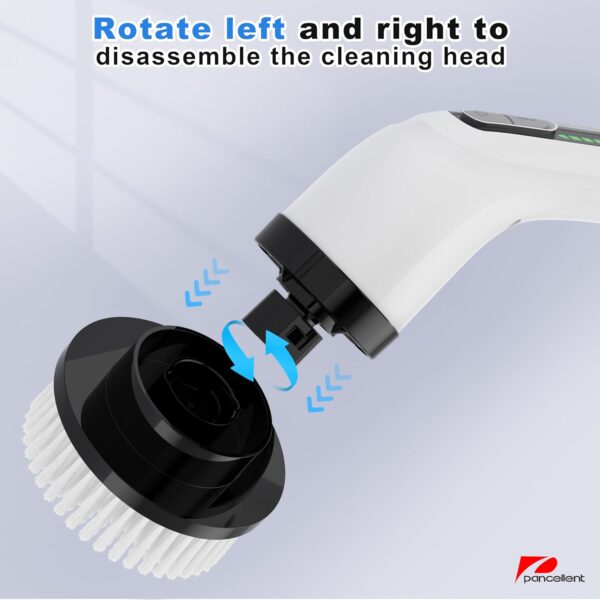 Pancellent Electric Spin Scrubber, Upgrade 7 in 1 Electric Cleaning Brush,420RPM Powerful Cleaning, 1.5H Bathroom Scrubber Dual Speed with Extension Arm for Kitchen, Car, Tile, Wall, Floor, Shower - Image 6