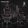 S*MAX Gaming Chair with Footrest Thicken Seat Gaming Chairs with 3D Armrest PU Leather Headrest and Lumbar Support Racing Style High Back Gaming Chair for Adults Black - Image 4