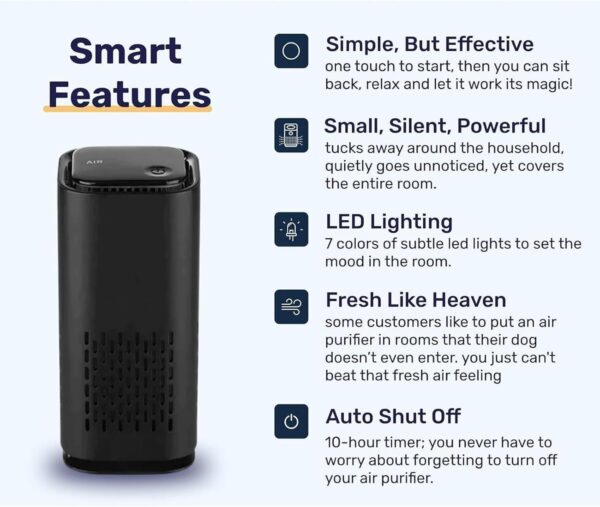 NEW Pet Air Purifier, 3-in-1 Filters, Pet Air Purifiers for Home Cat Pee Smell, Covers Up to 990 Ft², Quiet 360° intake Air Cleaner for Dust Smoke Odor Dander (Black) - Image 5