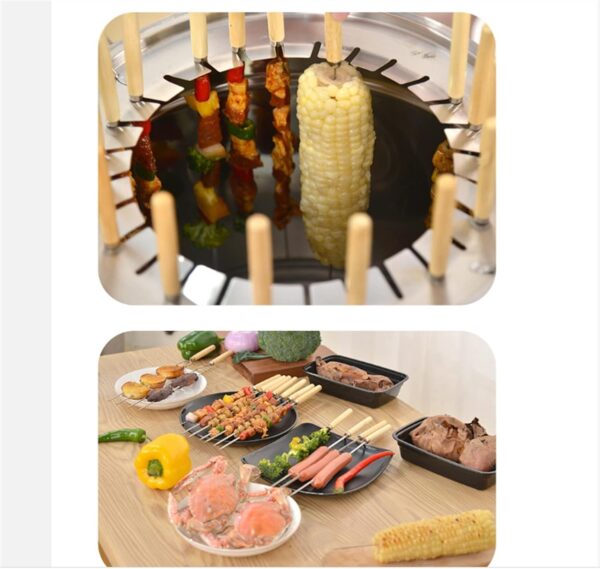 Stainless Steel Vertical Barbecue Smoker Hanging Stove Charcoal Barrel BBQ Grill with Rolling Grilling Basket Size L - Image 6