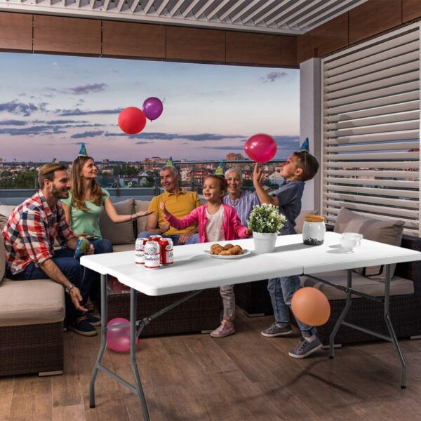 Nestling® Camping Table Heavy Duty Plastic Outdoor Folding Picnic Table - Portable, Compact & Foldable For Easy Storage - Great For Picnic, Garden, Patio, Dining, Bbq, Party, Market (1.8m) - Image 3