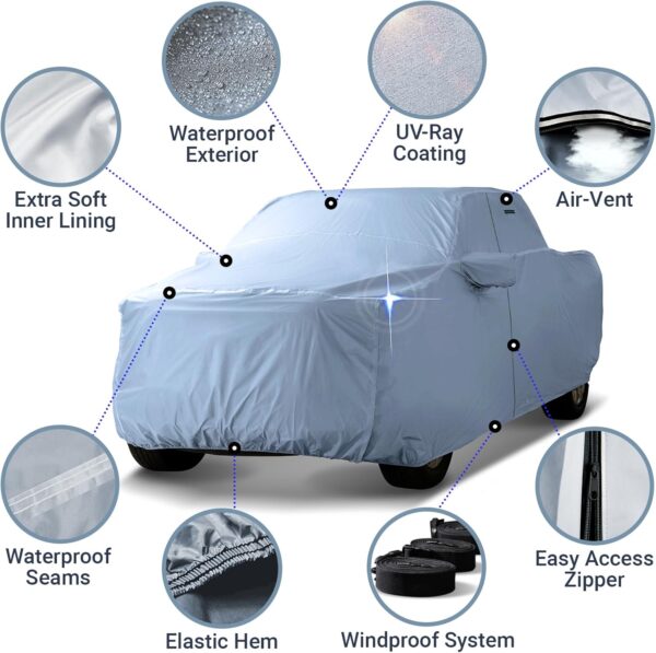 iCarCover 30-Layer Premium Truck Car Cover Waterproof All Weather | Rain Snow UV Sun Protection Full Car Covers | F-250 350 450, Ram 2500, Silverado Sierra 2500HD 3500HD, Size T74 (See Size Chart) - Image 4