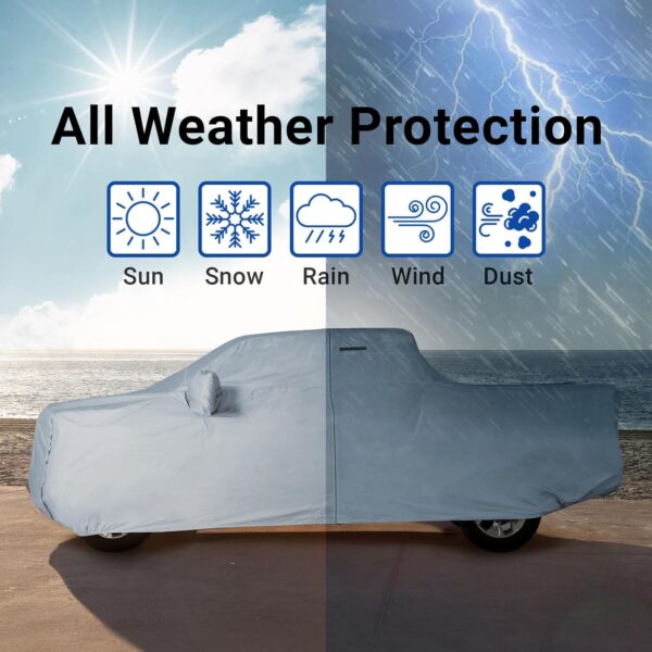 iCarCover 30-Layer Premium Truck Car Cover Waterproof All Weather | Rain Snow UV Sun Protection Full Car Covers | F-250 350 450, Ram 2500, Silverado Sierra 2500HD 3500HD, Size T74 (See Size Chart) - Image 10