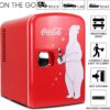 Mini Fridge For Bedrooms 4L Small Fridge 6 Can Table Top Fridge Quiet Mini Fridges For Skincare Office Food Drinks Kids Home Car & Travel 12v Portable Cooler Warmer Refrigerator by Coca-Cola, PB Red - Image 6
