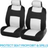 BDK PolyPro Car Seat Covers Full Set in White/Black – Front and Rear Split Bench Seat Protectors, Easy to Install, Interior Covers for Auto Truck Van SUV - Image 4