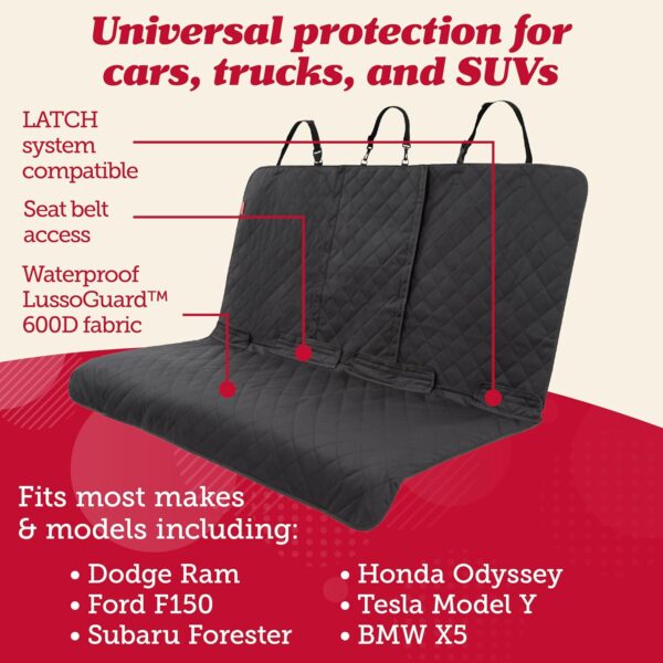 Lusso Gear Dog Car Seat Cover for Back Seat, Protects from Scratches, Scuffs, Shedding, Mud, & More, 100% Waterproof, Non-Slip Cover Stays Securely in Place, Fits Your Car, Truck, Auto (Black) - Image 3