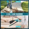 TASDISE Leaf Blower, Cordless Garden Blower for Makita 18V Battery, 2 in 1 Leaf Blower, Garden Vacuum, Electric Leaf Blower and Vacuum, 3-Speed Control, Leaf Hoover for Garden, Patio, Lawn, no Battery - Image 3