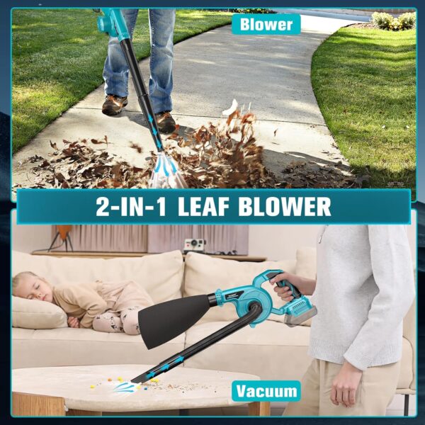 TASDISE Leaf Blower, Cordless Garden Blower for Makita 18V Battery, 2 in 1 Leaf Blower, Garden Vacuum, Electric Leaf Blower and Vacuum, 3-Speed Control, Leaf Hoover for Garden, Patio, Lawn, no Battery - Image 3