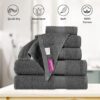 SweetNeedle 6 Piece Towel Set - 2 Bath Towels, 2 Hand Towels and 2 Washcloths Cotton Daily Use Hotel Spa Quality Soft Highly Absorbent Quick Dry Light Weight (Charcoal Grey) - Image 4