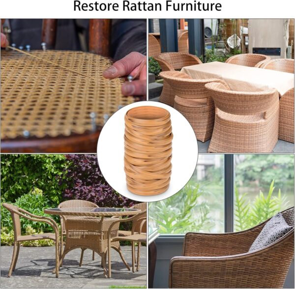 Feyart 7mm 80m Light Wood Grain PE Rattan Strip for Outdoor Rattan Furniture Repair, Plastic Wicker for Patio Furniture Restore - Image 6