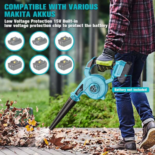 TASDISE Leaf Blower, Cordless Garden Blower for Makita 18V Battery, 2 in 1 Leaf Blower, Garden Vacuum, Electric Leaf Blower and Vacuum, 3-Speed Control, Leaf Hoover for Garden, Patio, Lawn, no Battery - Image 8