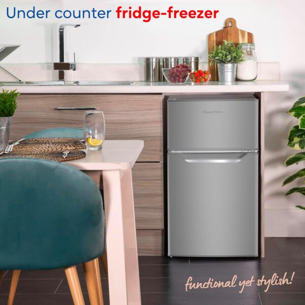 Russell Hobbs Undercounter Fridge Freezer 48cm Wide 85 Litre Total Capacity 61L/24L, LED Light, Adjustable Thermostat & Feet, Stainless Steel 2 Year Guarantee, RH85UCFF482E1SS - Image 4