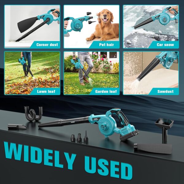 TASDISE Leaf Blower, Cordless Garden Blower for Makita 18V Battery, 2 in 1 Leaf Blower, Garden Vacuum, Electric Leaf Blower and Vacuum, 3-Speed Control, Leaf Hoover for Garden, Patio, Lawn, no Battery - Image 7