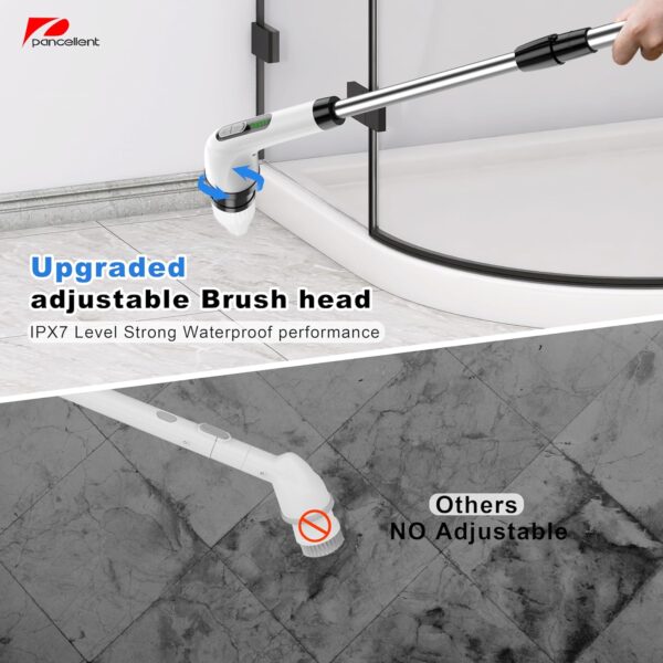 Pancellent Electric Spin Scrubber, Upgrade 7 in 1 Electric Cleaning Brush,420RPM Powerful Cleaning, 1.5H Bathroom Scrubber Dual Speed with Extension Arm for Kitchen, Car, Tile, Wall, Floor, Shower - Image 8