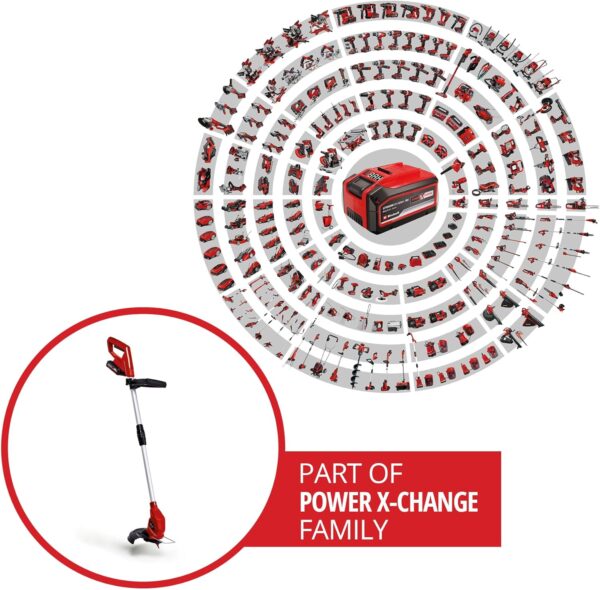 Einhell Power X-Change 18/24 Cordless Strimmer With Battery And Charger - 18V Lightweight Battery Grass Trimmer With 20 x Blades, 24cm Cutting Width - GC-CT 18/24 Li Garden Lawn Trimmer - Image 3