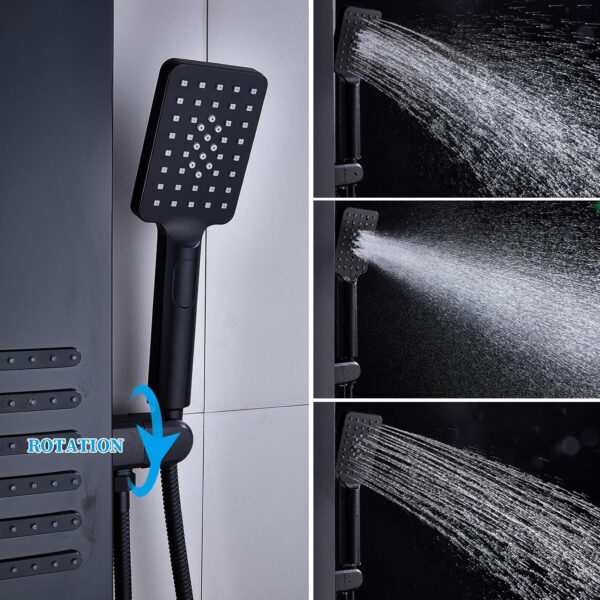 ELLO&ALLO LED Stainless Steel Shower Panel Tower System, Rainfall Shower Head Rain Massage System with LED Body Jets - Image 5