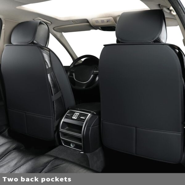 Vankerful Car Seat Covers Front Pair,Universal Fit For Most Cars,SUV,Sedans and Pick-up Trucks,Automotive Faux Leather Vehicle Cushion Covers(Front Pair,Black) - Image 4