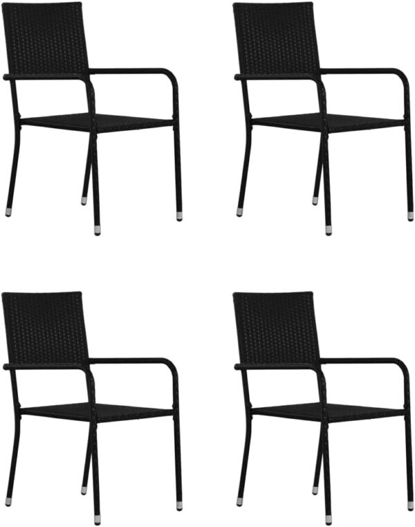 vidaXL Garden Dining Set 5 Piece Garden Table and Chairs Garden Furniture Set Patio Dining Set Dining Table and Chairs Poly Rattan Black - Image 4