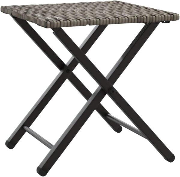 Gecheer 5 Piece Patio Dining Set Garden Coffee Table & Chairs Set Bistro Dining Table with Seatings Foldable Grey Poly Rattan - Image 7