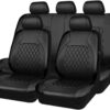 KKnoon 9 Pieces Car Seat Cover PU Leather Seat Protector Full Set Automobile Interior Accessories for Car SUV Vehicle - Image 2
