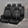 KKnoon 9 Pieces Car Seat Cover PU Leather Seat Protector Full Set Automobile Interior Accessories for Car SUV Vehicle - Image 5
