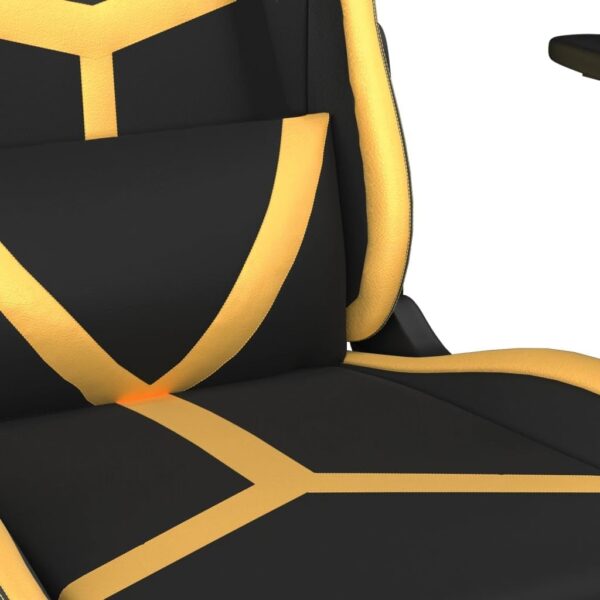RAUGAJ Massage Gaming Chair with Footrest Black&Gold Faux Leather,Item colour-Black and gold - Image 10