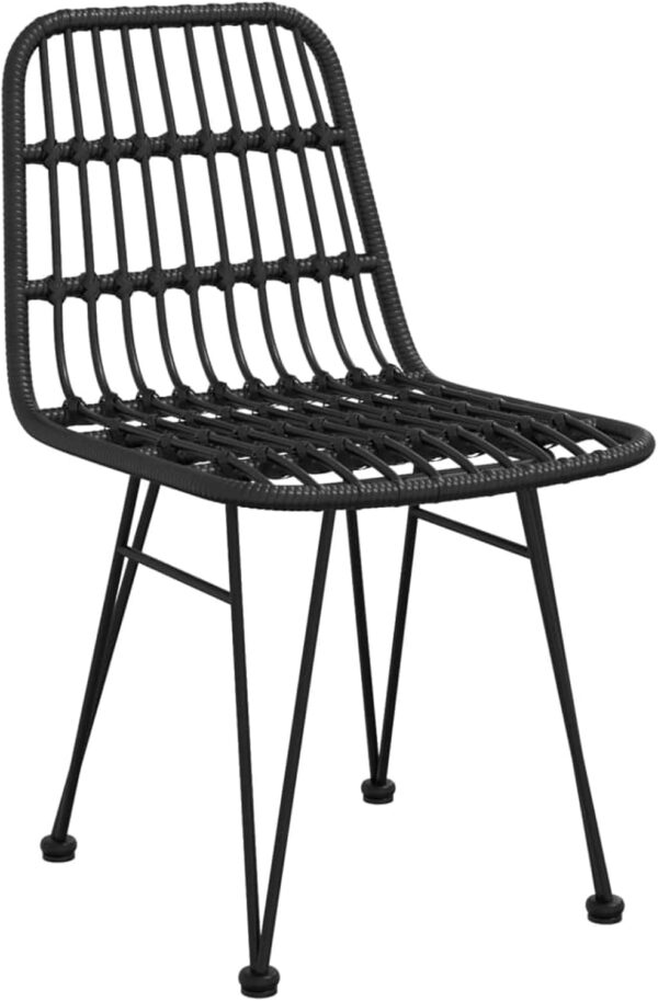 Gecheer 3 Piece Garden Dining Set Rattan Outdoor Dining Set Garden Coffee Table with Patio Chair Outdoor Furniture Set Patio Bistro Set Black Poly Rattan 742 - Image 5