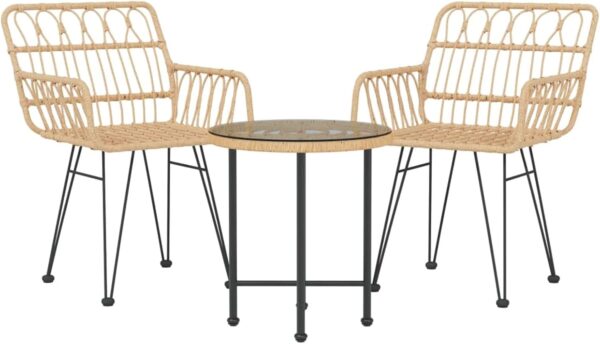 Gecheer 3 Piece Garden Dining Set Rattan Outdoor Dining Set Garden Coffee Table with Patio Chair Outdoor Furniture Set Patio Bistro Set Poly Rattan 703 - Image 3
