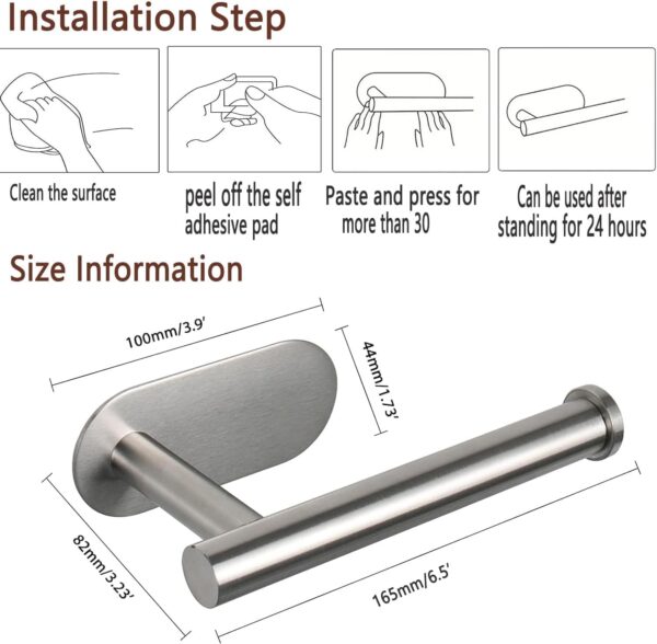 Toilet Roll Holder Self Adhesive,Stainless Steel Toilet Paper Holder,Toilet Roll Holder Wall Mounted,toilet-roll holder for Bathroom & Kitchen - Waterproof & Rust Resistant - No Drilling Required - Image 5