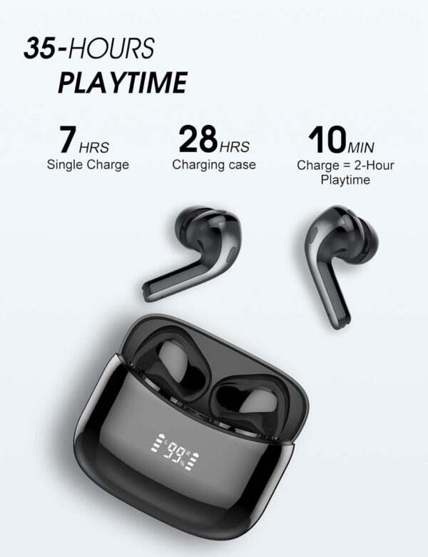 Tiksounds Wireless Earbuds, Bluetooth Headphones with Microphone, IPX7 Waterproof, 35H Playtime with LED Power Display, High-Fidelity Stereo Earphones for Sports and Work - Image 7