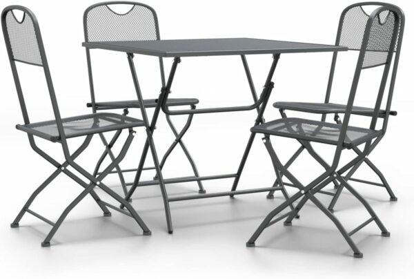 Tidyard 5 Piece Patio Dining Set Outdoor Bistro Set Garden Dinner Set Bistro Table and 4 Dining Chairs Set Indoor Outdoor Dining Furniture Set Expanded Metal Mesh Anthracite - Image 3