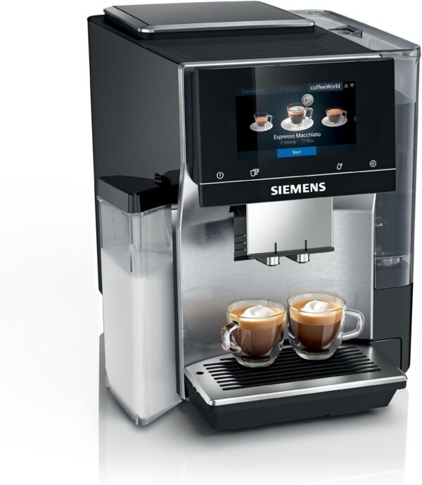 SIEMENS EQ700 Fully Automatic Bean to Cup Coffee Machine with iSelect Display, coffeeWorld, Cold Brew and Slow Brew Function, Integrated Milk Container, Home Connect, Stainless Steel Black, TQ717GB3 - Image 2