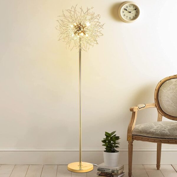 Rayofly Modern Floor Lamp, Golden Fireworks Crystal Floor Lamps for Living Room, 8-Lights Crystals Standing Lamps with Foot Switch, Glass Metal, Elegant Design Tall Lamp for Bedroom, Beside, G9, 175cm - Image 8