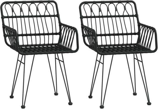 Gecheer 3 Piece Garden Dining Set Rattan Outdoor Dining Set Garden Coffee Table with Patio Chair Outdoor Furniture Set Patio Bistro Set Black Poly Rattan 746 - Image 4