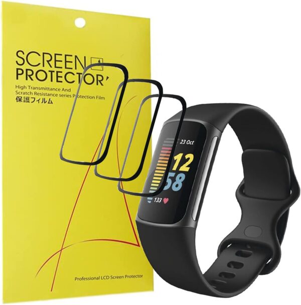 Giaogor Compatible for Fitbit Charge 5 Screen Protector, [3 Pack] 3D Full Coverage PET Soft Screen Protector Film for Fitbit Charge 5 Fitness Tracker (3D-3pack) - Image 2